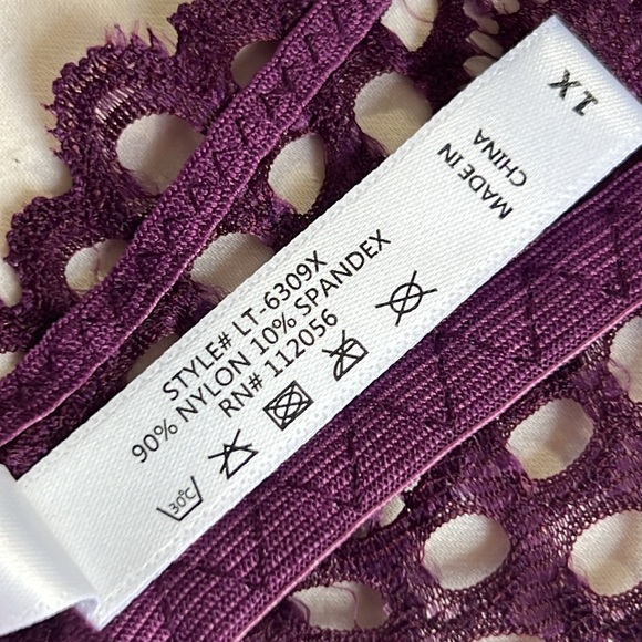 PLUS DK PLUM LACE HALTER STRETCH BRALETTE 1X 2X 3X purple new lightweight - Picture 9 of 12